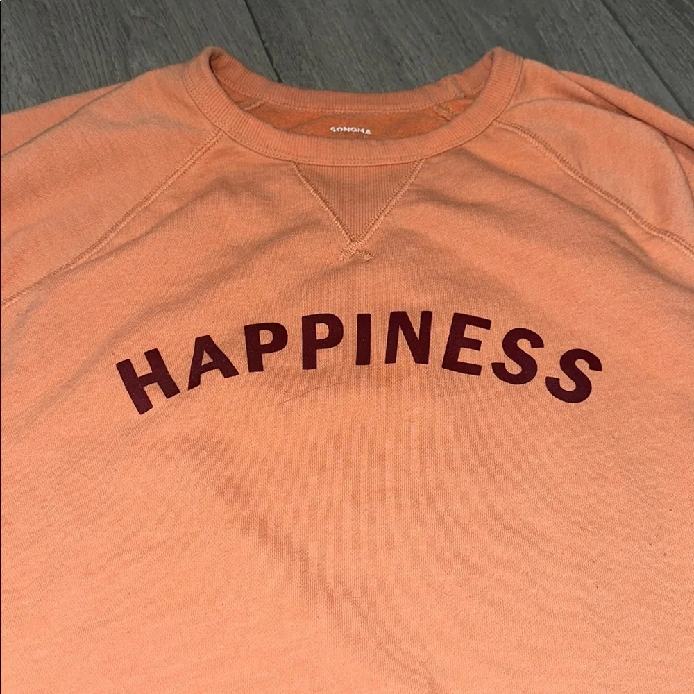 Sonoma peach Happiness crewneck Top size Large - Picture 2 of 7